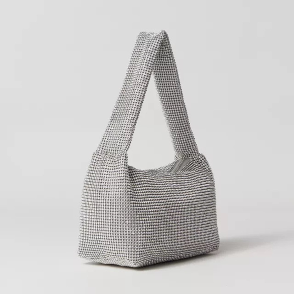 Urban Outfitters Silver Bianca Kimchi Blue Diamanté Baguette Shoulder Bag Purse